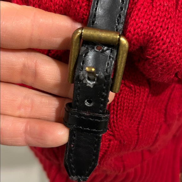 Lauren Ralph Lauren Sweater Womens S Red Cable Full Zip Brass Buckles Pockets - Picture 4 of 10
